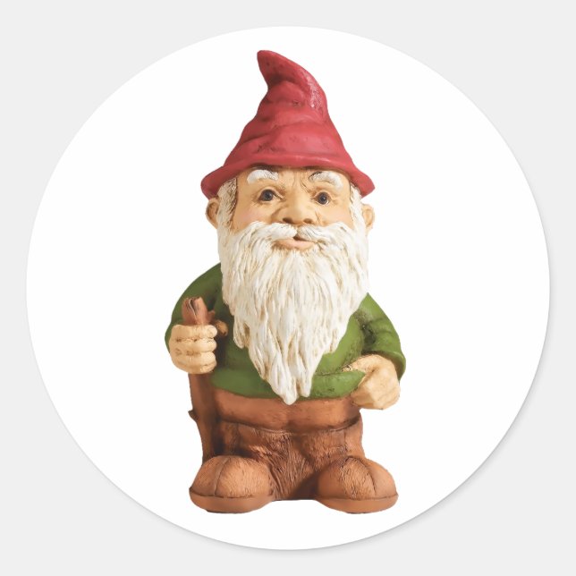 Sketch of Garden Gnome Classic Round Sticker (Front)