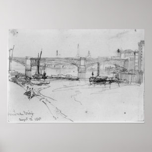Sketch of London Bridge, 1860 Poster