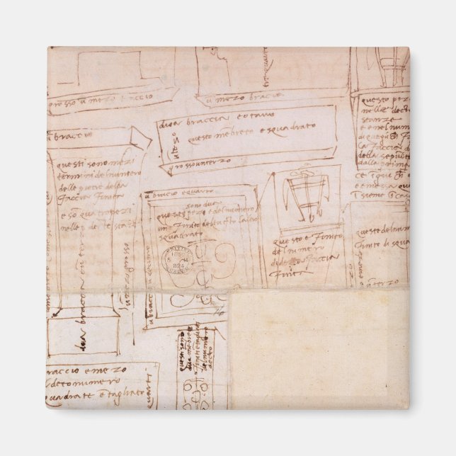 Sketch of Marble Blocks for Statues with Notes Magnet (Front)