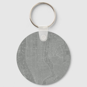 Sketch of New York City Map Key Ring