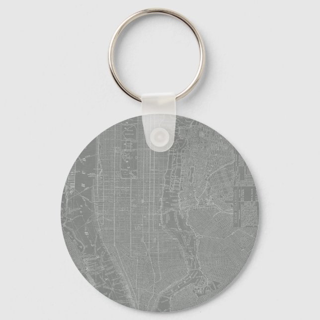 Sketch of New York City Map Key Ring (Front)