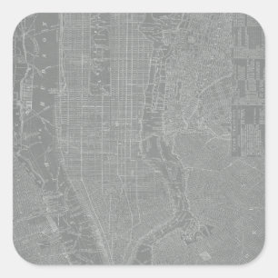 Sketch of New York City Map Square Sticker