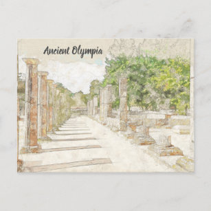 Sketch of ruins in Ancient Olympia, Elis, Greece Postcard