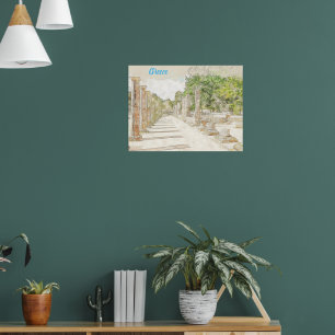 Sketch of ruins in Ancient Olympia, Elis, Greece Poster