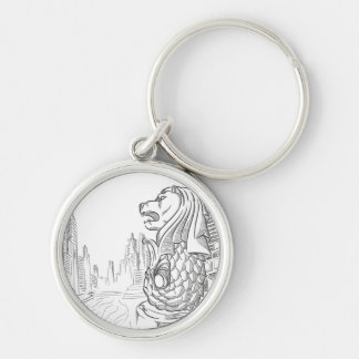 Sketch of Singapore Tourism Landmark - Merlion Key Ring