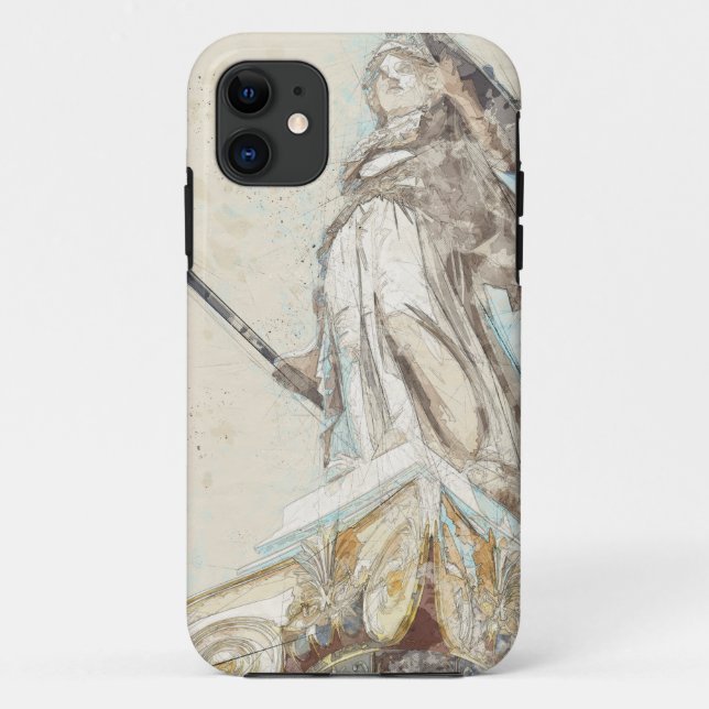 Sketch of Statue of Athena iPhone Case – Ancient  (Back)