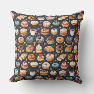 Sketch of sweets and desserts, pastries, cakes, c Cushion