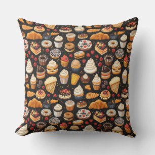 Sketch of sweets and desserts, pastries, cakes, c Cushion