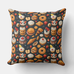 Sketch of sweets and desserts, pastries, cakes, c Cushion