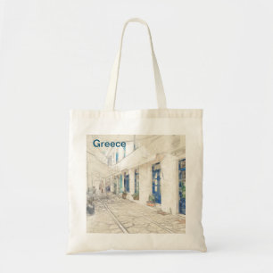 Sketch of Walking on traditioanal greek streets Tote Bag