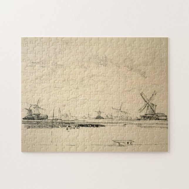 Sketch of Windmills Jigsaw Puzzle (Horizontal)