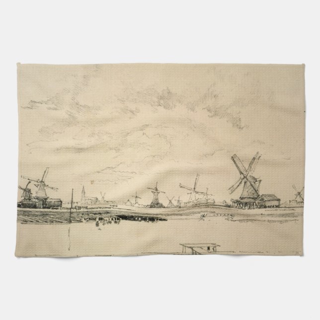 Sketch of Windmills Tea Towel (Horizontal)