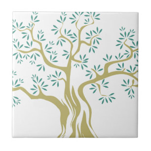 Sketch Olive Tree Ceramic Tile Artistic Tree
