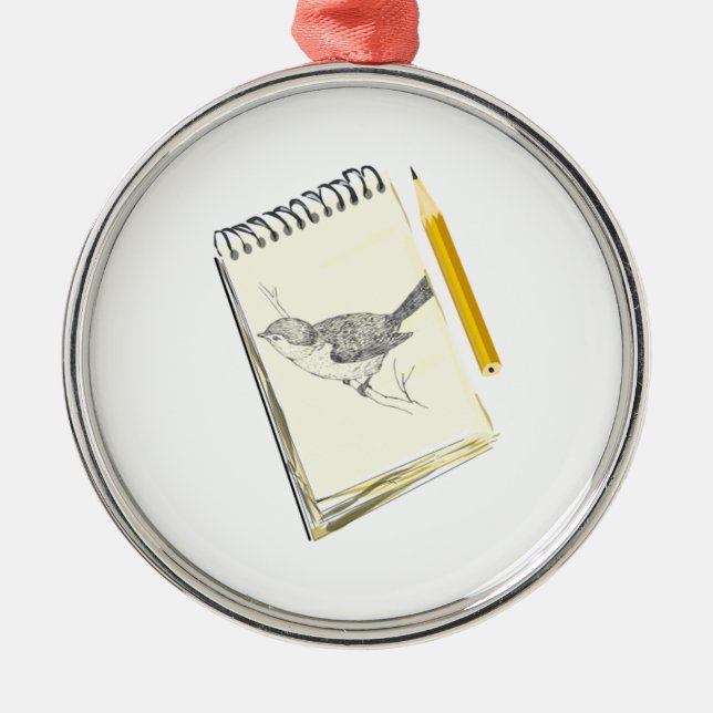 Sketch Pad Bird Metal Ornament (Front)
