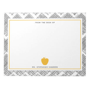 Sketch Pattern Yellow Apple Teacher Notepad