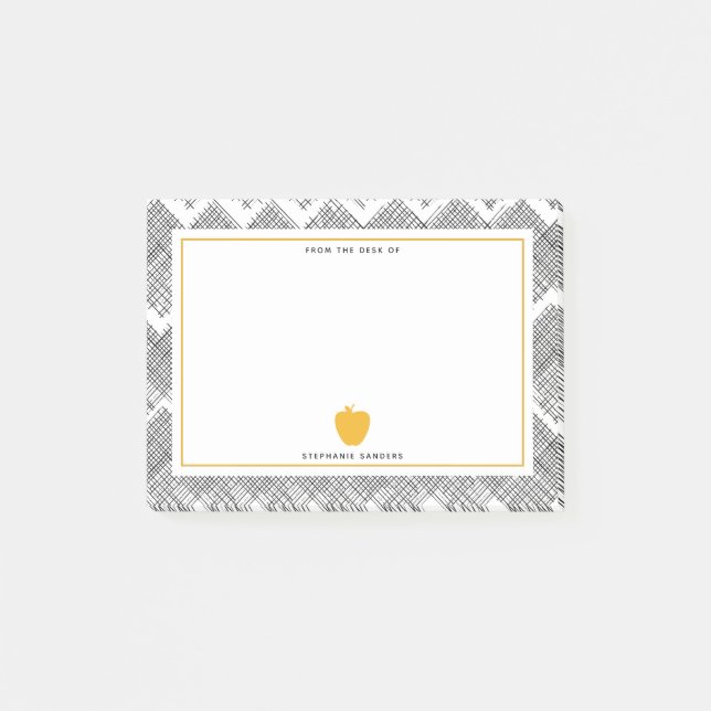 Sketch Pattern Yellow Apple Teacher Post-it Notes (Front)