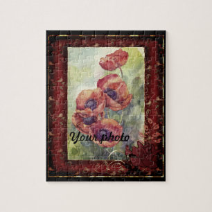 Sketch pencil hand drawn red poppy flowers beautif jigsaw puzzle