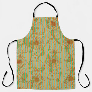 Sketch rabbit and chamomile, vintage seamless patt apron