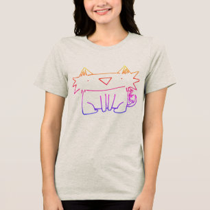 Sketch Rainbow Cat T-shirt Tri-Blend Shirt