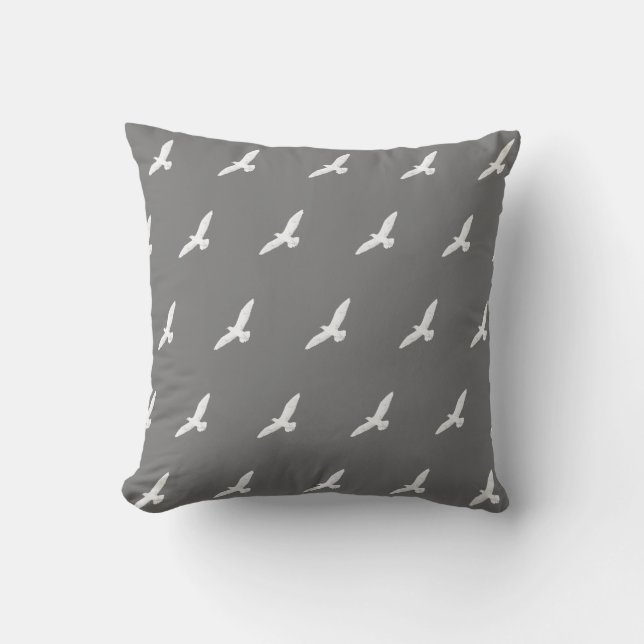 Sketch Seagull Pattern Throw Pillow Cushion (Front)