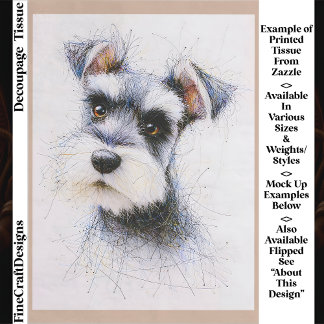 Sketch Style Cute Schnauzer Dog EW4L Decoupage Tissue Paper