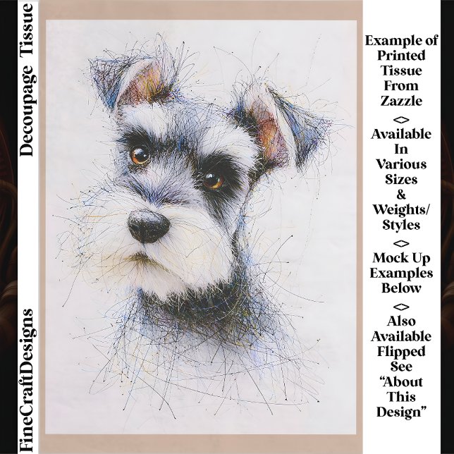 Sketch Style Cute Schnauzer Dog EW4L Decoupage Tissue Paper (Creator Uploaded)