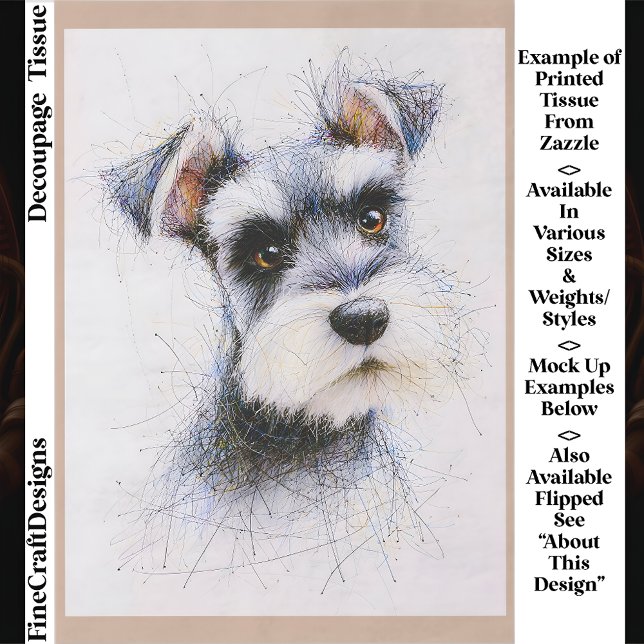  Sketch Style Cute Schnauzer Dog EW4R Decoupage Tissue Paper (Creator Uploaded)