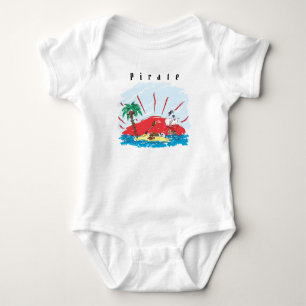 Sketch Treasure Island & Pirate Ship Baby Bodysuit