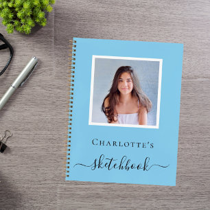 Sketchbook baby blue photo children typography notebook