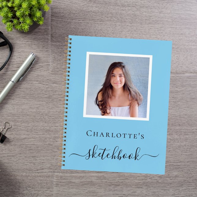 Sketchbook baby blue photo children typography notebook (Creator Uploaded)