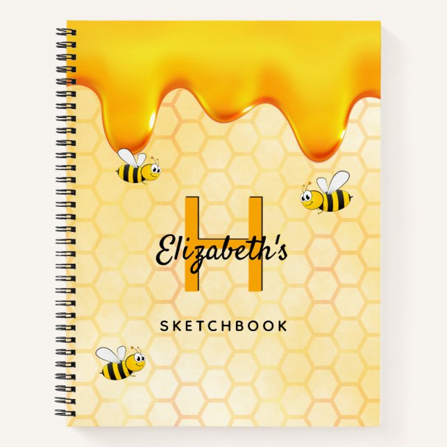 Sketchbook Bee honey dripping Notebook (Front)