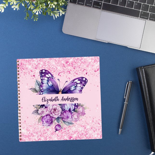 Sketchbook butterfly pink purple flowers notebook (Creator Uploaded)