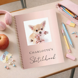 Sketchbook dog pet photo rose gold notebook