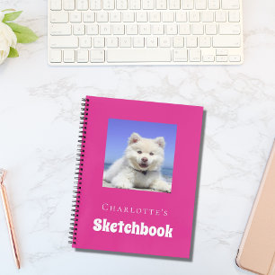 Sketchbook dog pet photo script hot pink girl notebook