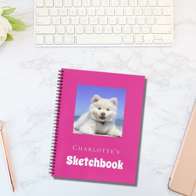 Sketchbook dog pet photo script hot pink girl notebook (Creator Uploaded)