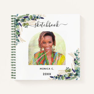 Sketchbook eucalyptus greenery gold photo notebook
