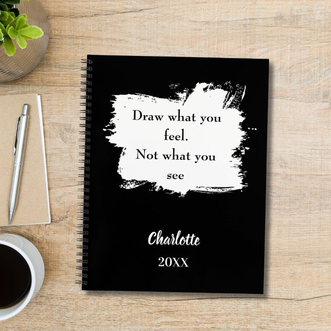 Sketchbook inspirational quote black white notebook (Creator Uploaded)
