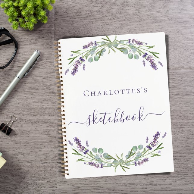 Sketchbook lavender greenery violet florals notebook (Creator Uploaded)
