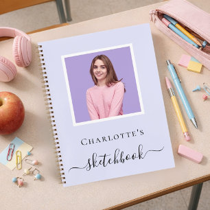 Sketchbook lavender violet photo typography notebook