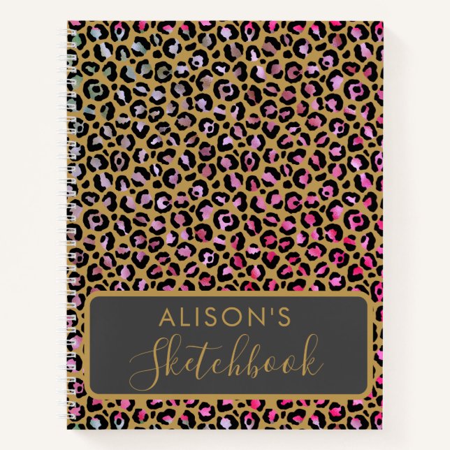 Sketchbook Leopard Multicolor Animal Print  Notebook (Front)