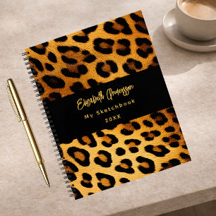 Sketchbook leopard pattern brown black notebook