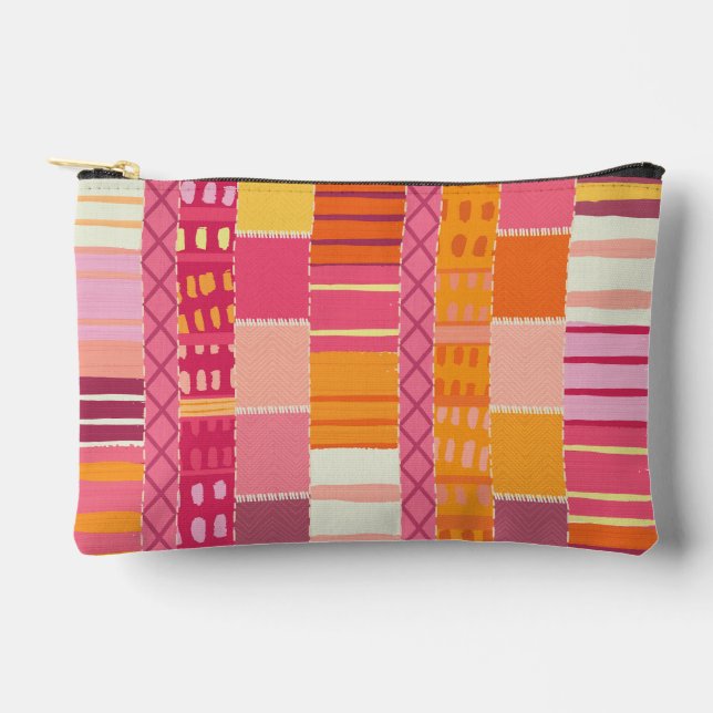 Sketchbook Marks-Textured Multicoloured Stripes Accessory Pouch (Front)