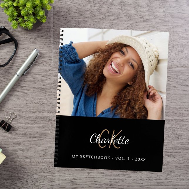 Sketchbook photo black white monogram notebook (Creator Uploaded)