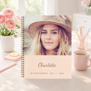 Sketchbook photo peach monogram notebook