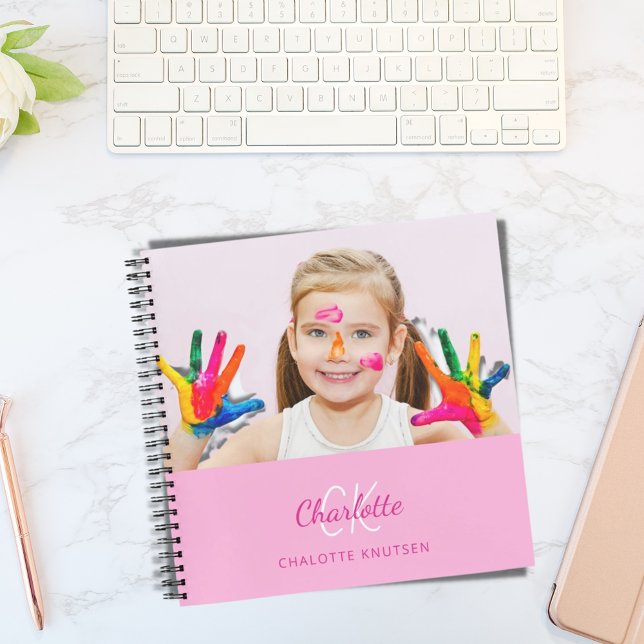 Sketchbook photo pink monogram girl notebook (Creator Uploaded)