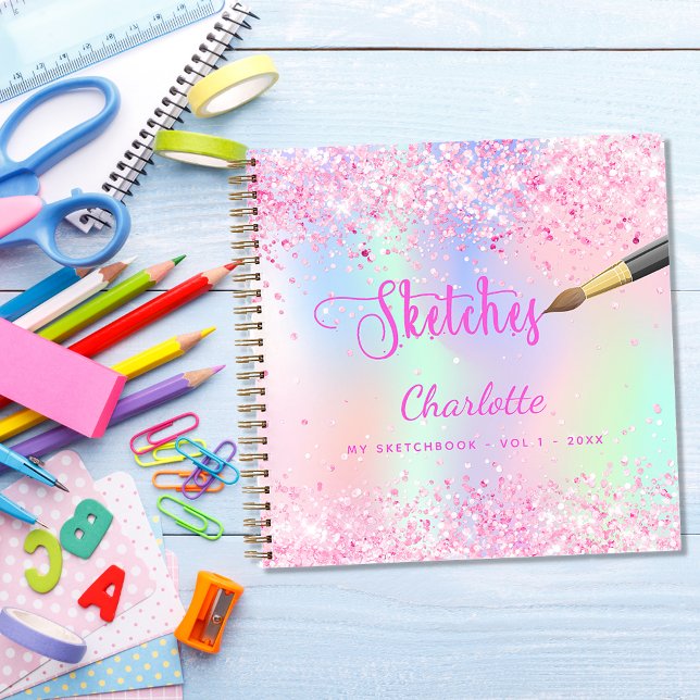 Sketchbook pink purple glitter holographic girl notebook (Creator Uploaded)