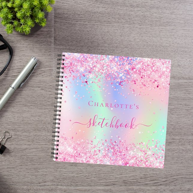 Sketchbook pink purple holographic name notebook (Creator Uploaded)