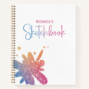 Sketchbook Rainbow Glitter Splatter Notebook