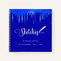 Sketchbook royal blue paint dripping name script