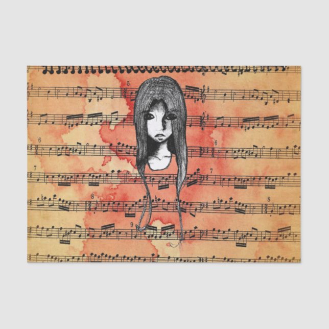 Sketchbook Sketch Grunge Girl Tissue Paper (Front)